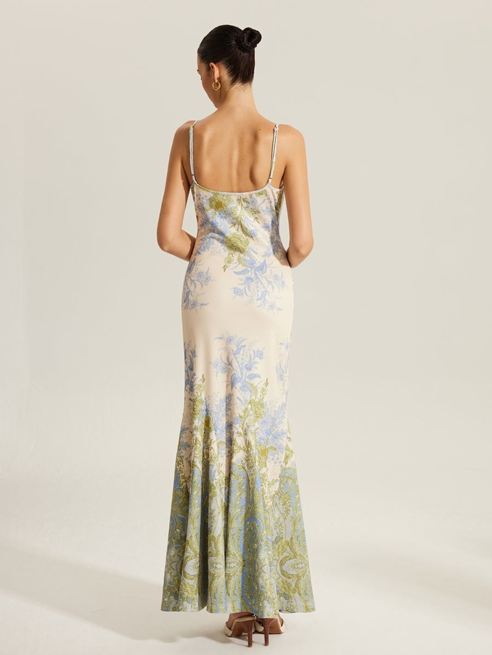 Commense Cream Maxi Dress with Light Blue and Sage Floral Print - Picture 3 of 3